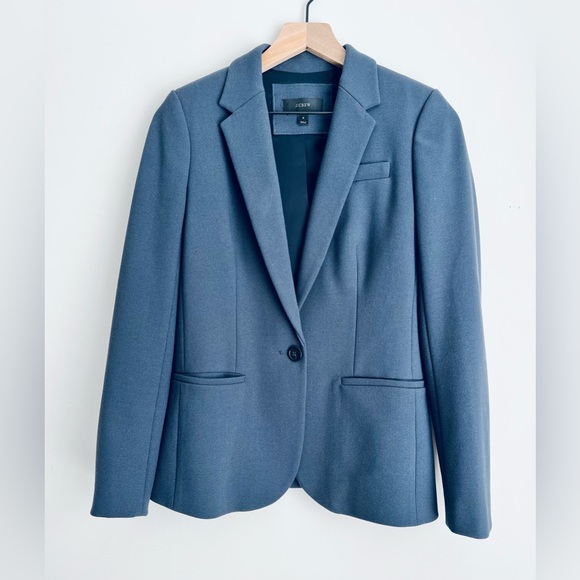 J Crew Womens 4 Bonded Crepe one button Blazer Jacket Slate Gray - Picture 1 of 10